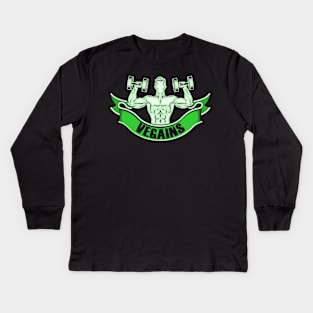 Vegan Muscle Power Kids Long Sleeve T-Shirt